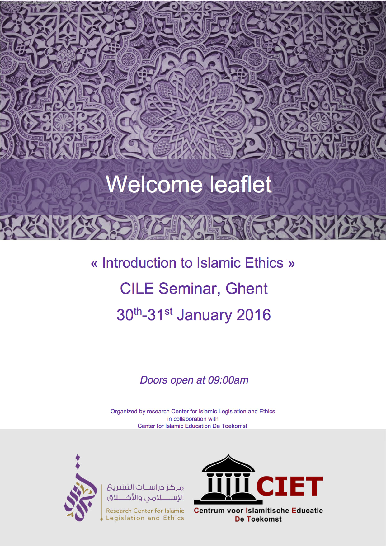 Welcome-leaflet-Seminar-Ghent-Tariq-Ramadan-CILE-CIET
