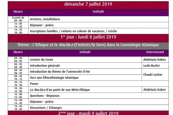 Programme Université d'été CILE 2019